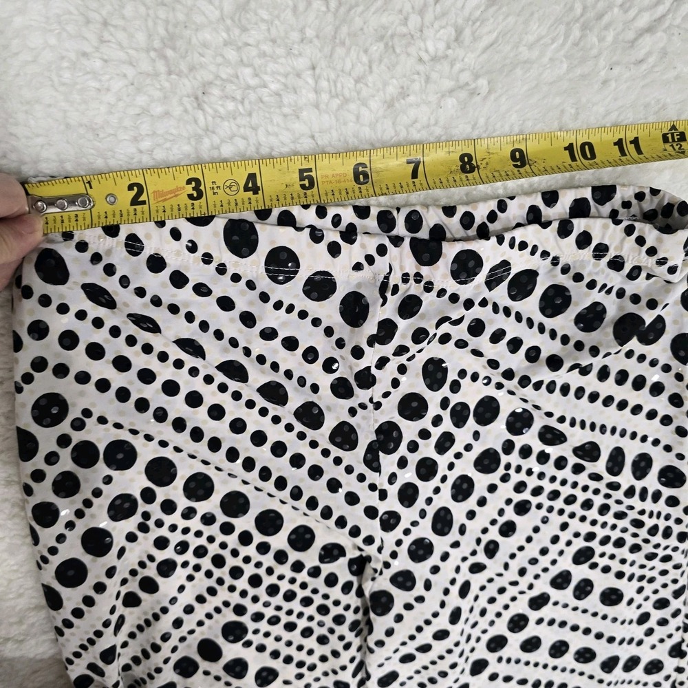 TOWER Vintage 90s Polka‎ Dot Wide Leg Palazzo Pants White Black Sequin Size M - Picture 2 of 13